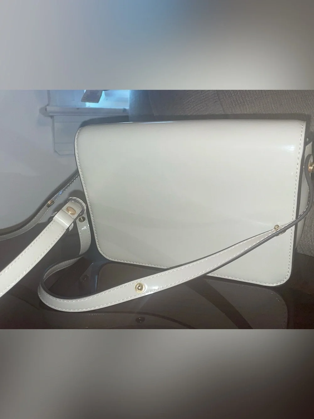 Tory Burch White Leather Crossbody with Gold Logo Accent